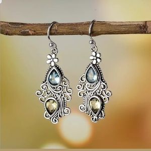 925Sterling Silver Pear Aquamarine Citrine